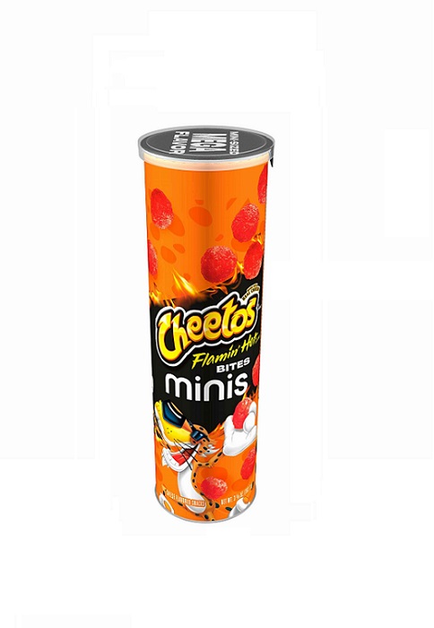 Cheetos cruchy flamin hot puff mini can 3.6oz