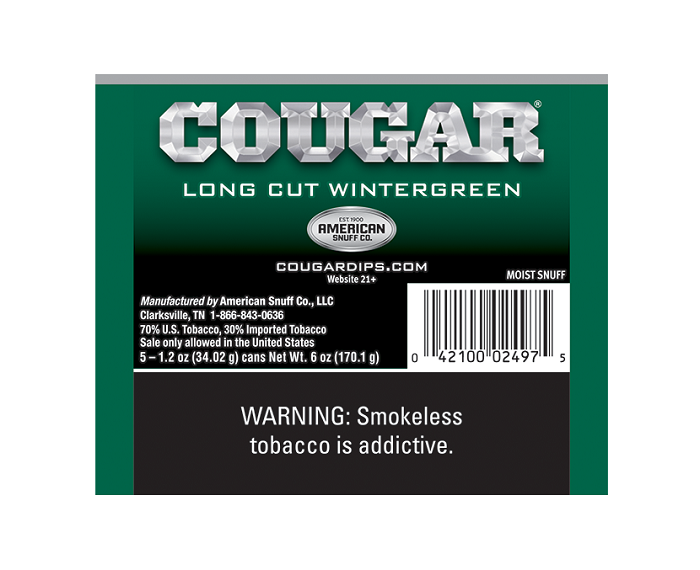 Cougar snuff wintgrn lc 5ct