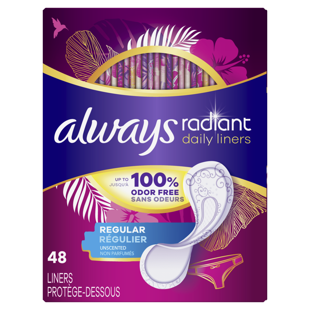 Always radiant regular liners 48ct