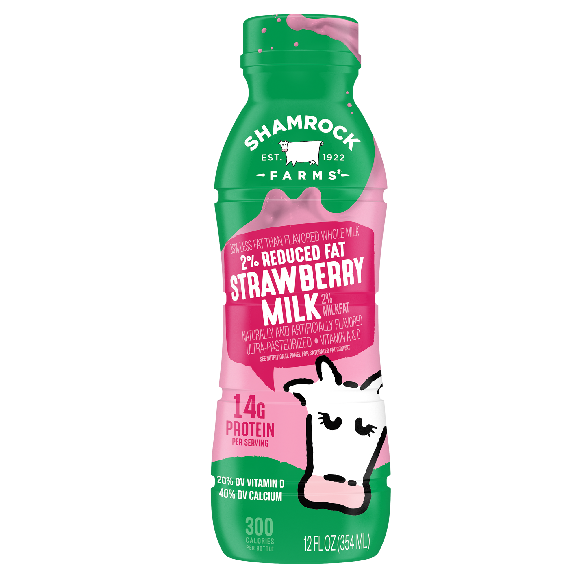 Shamrock farms strawberry esl 2% milk 12ct 12oz