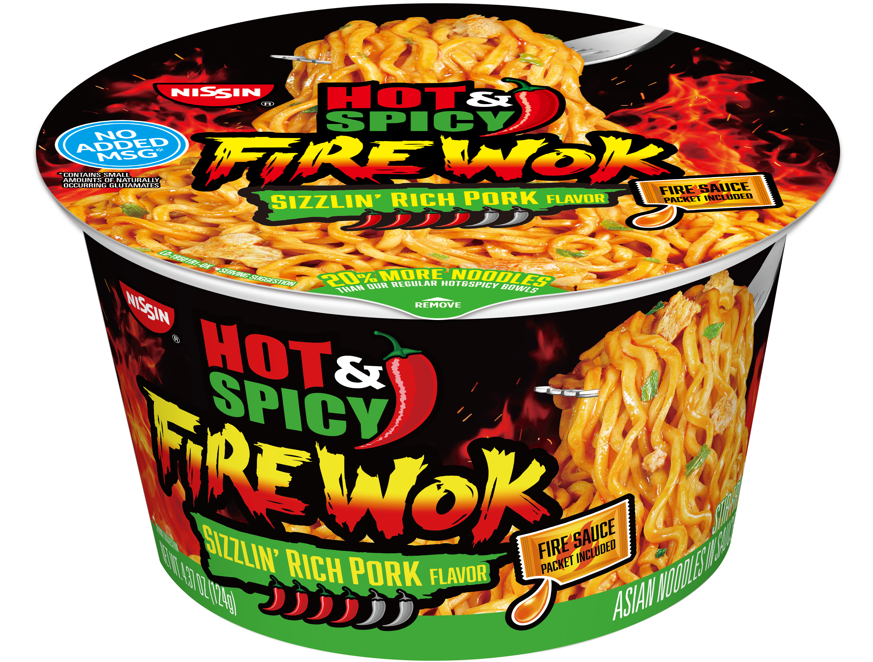 Nissin hot&spicy szzlin rich pork bowl 6ct 4.37oz