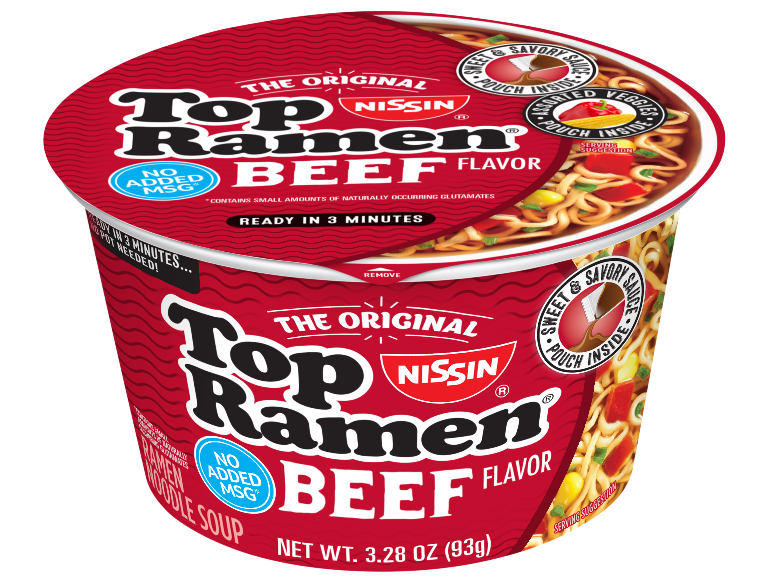 Nissin top ramen beef noodles bowl 6ct 3.28oz