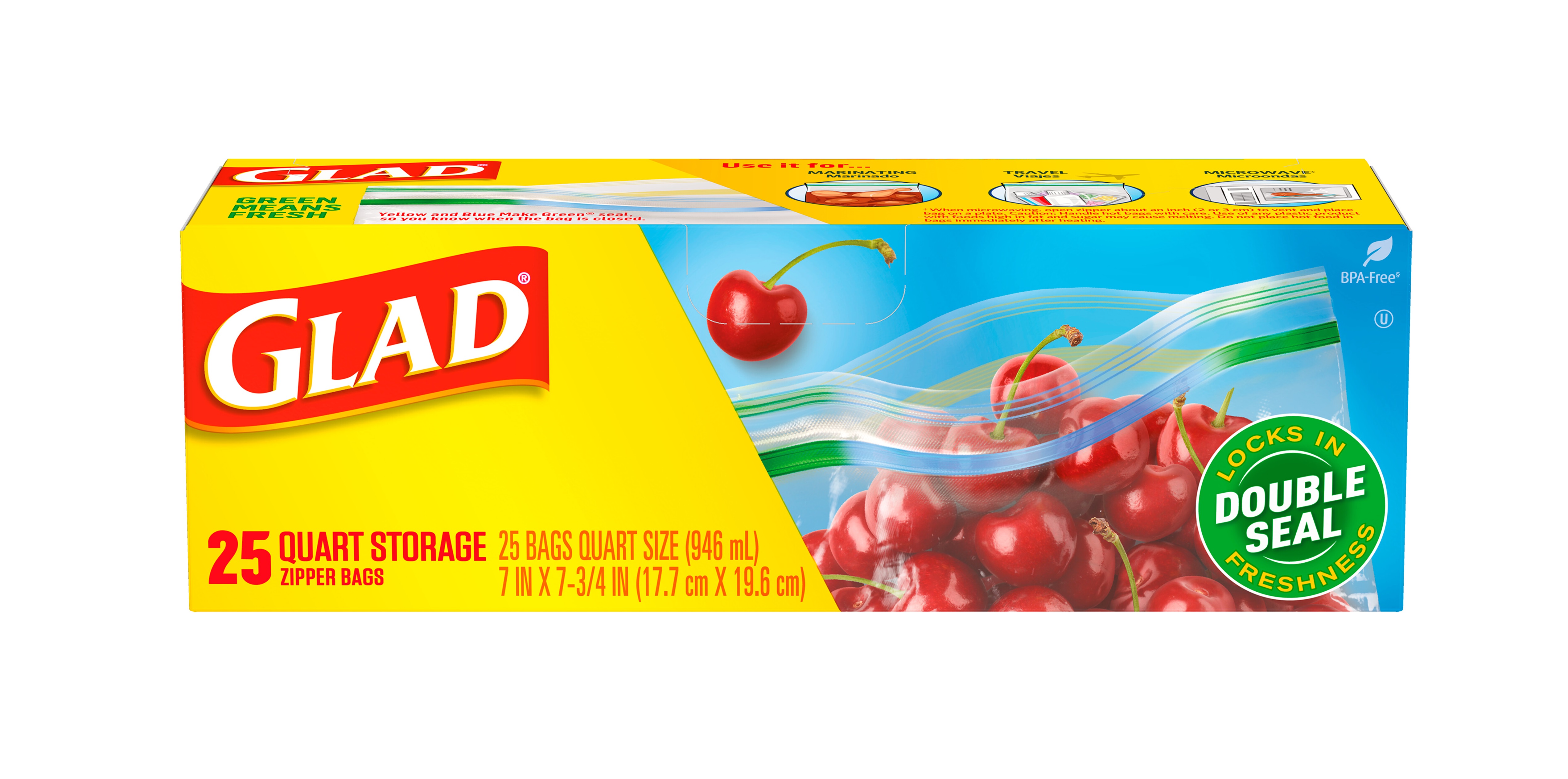 Glad food storage zipper 1qt 25ct